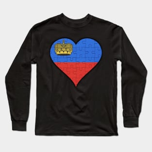 Liechtensteiner Jigsaw Puzzle Heart Design - Gift for Liechtensteiner With Liechtenstein Roots Long Sleeve T-Shirt